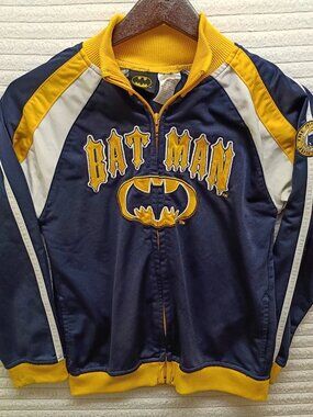 Vintage Batman Jacket Coat Boys Size 7 DC 90s Y2K Super Hero Casual School Vtg